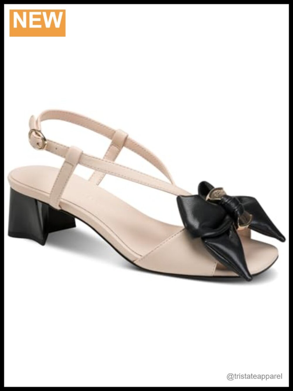 Suttyn Heeled Sandal with Bow Block Heel Slingback Buckle Open Toe